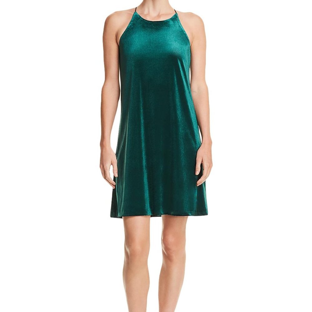 NWT AQUA VELVET Green HALTER SHIFT DRESS - Medium